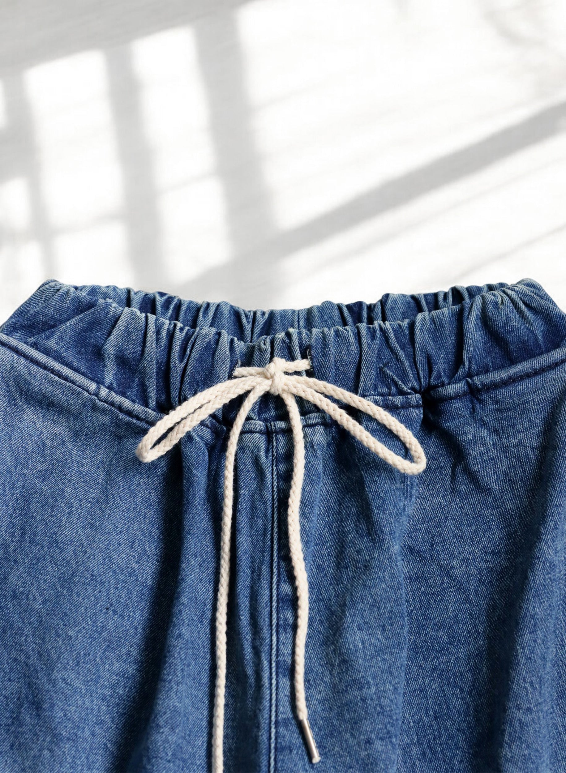 OWNth(オンス) 裾ドロストデザインデニムバルーンパンツ きれいめ ユニセックス ブルー