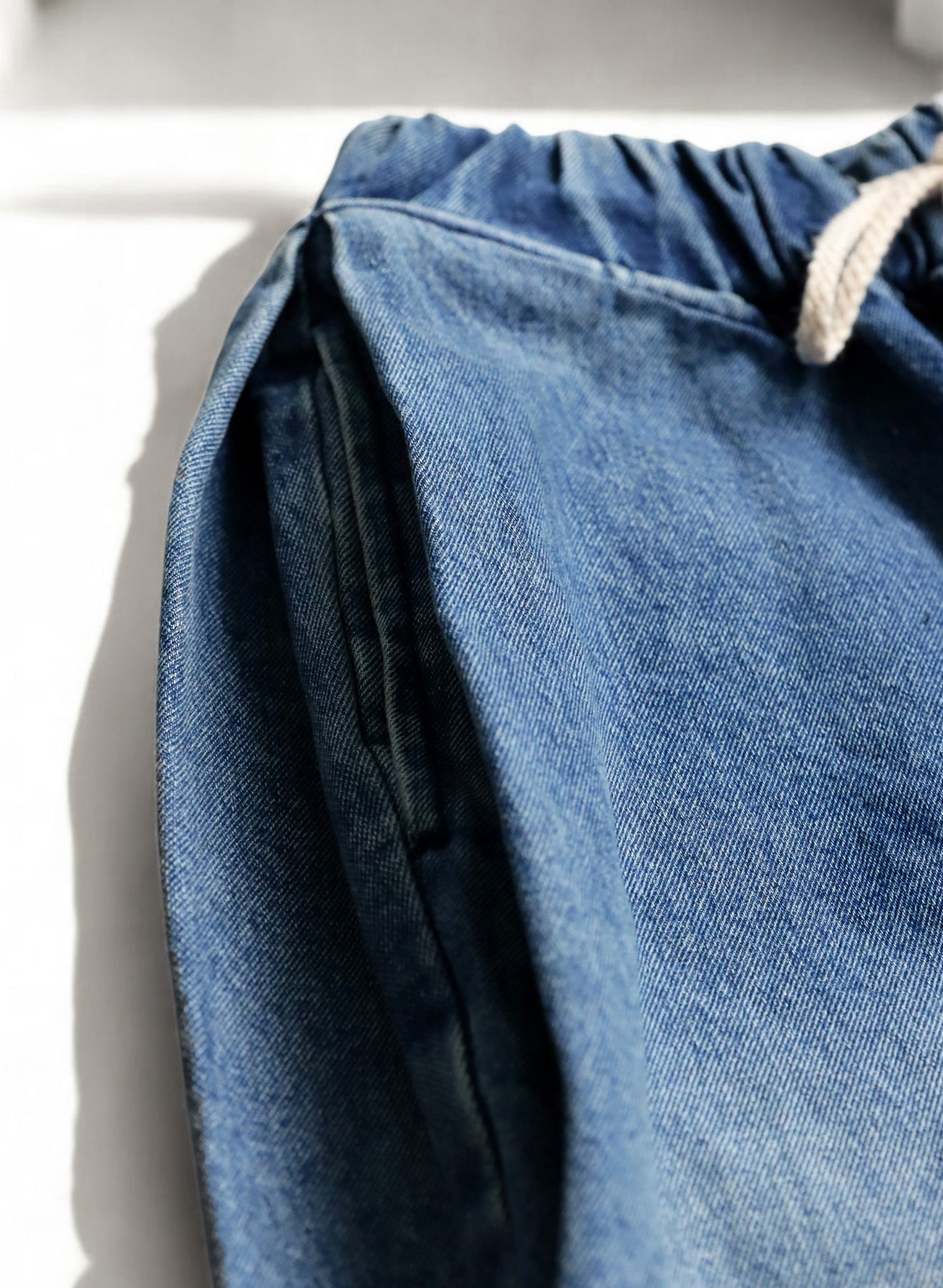 OWNth(オンス) 裾ドロストデザインデニムバルーンパンツ きれいめ ユニセックス ブルー