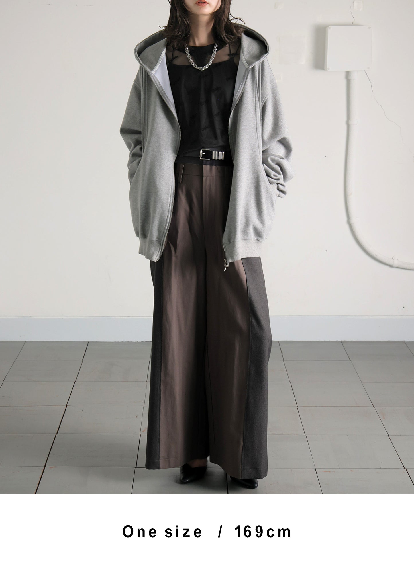 OWNth(オンス) ダブルジップフーディーパーカー きれいめ ユニセックス グレー