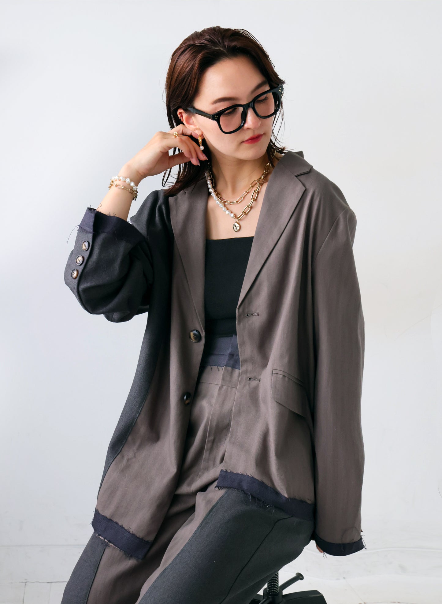 OWNth(オンス) パール×ボリュームチェーン2連ネックレス きれいめ レディース ゴールド