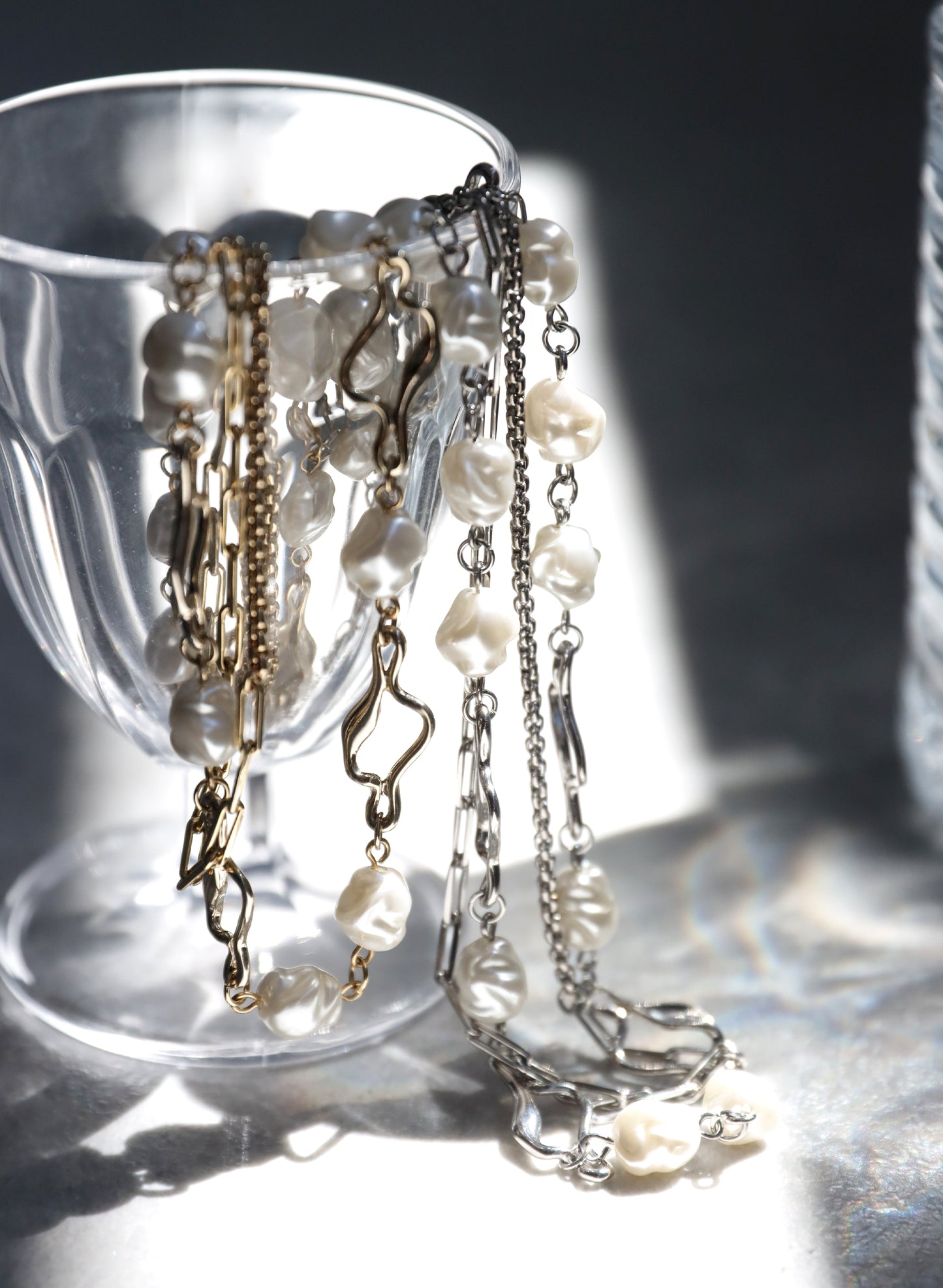 OWNth(オンス) パール×ミックスチェーンデザインネックレス きれいめ レディース シルバー ゴールド