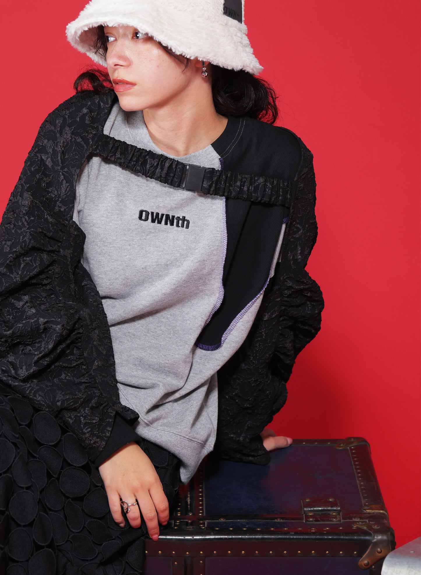 OWNth(オンス) デザインドッキングロゴスウェット きれいめ レディース 杢グレー