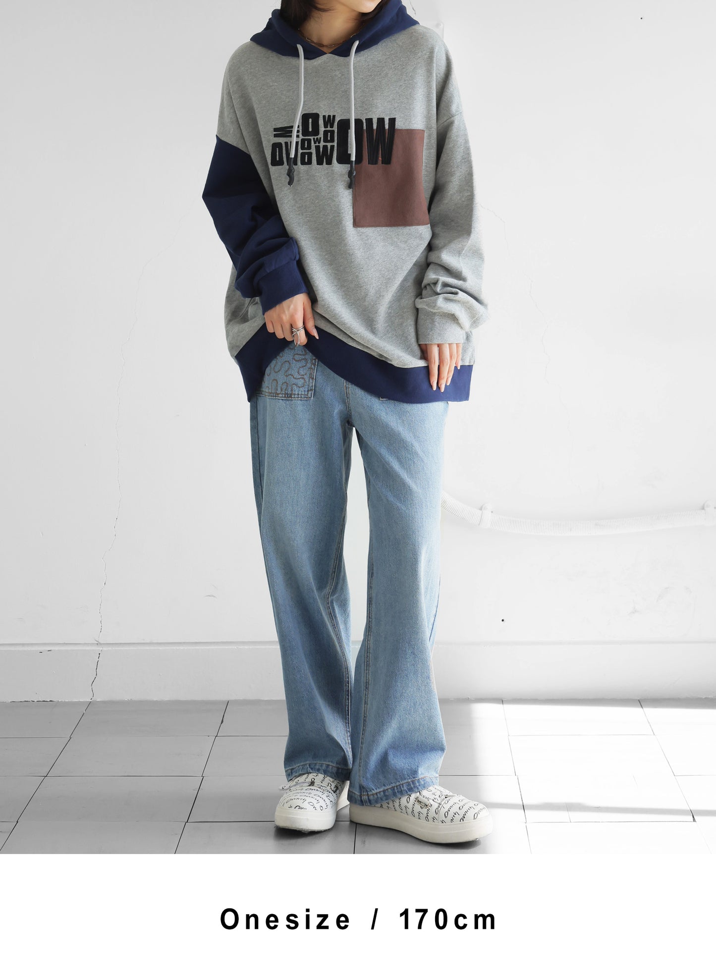 OWNth(オンス) 切替ロゴフーディートップス きれいめ ユニセックス グレー