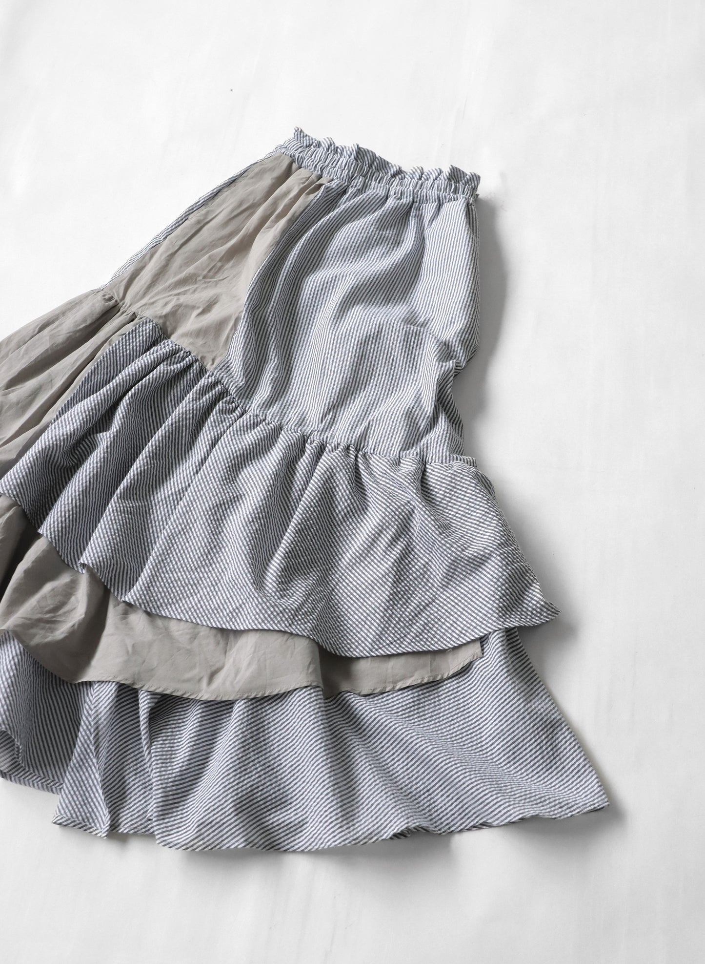 OWNth(オンス) ストライプギャザーフレアスカート きれいめ レディース グレー