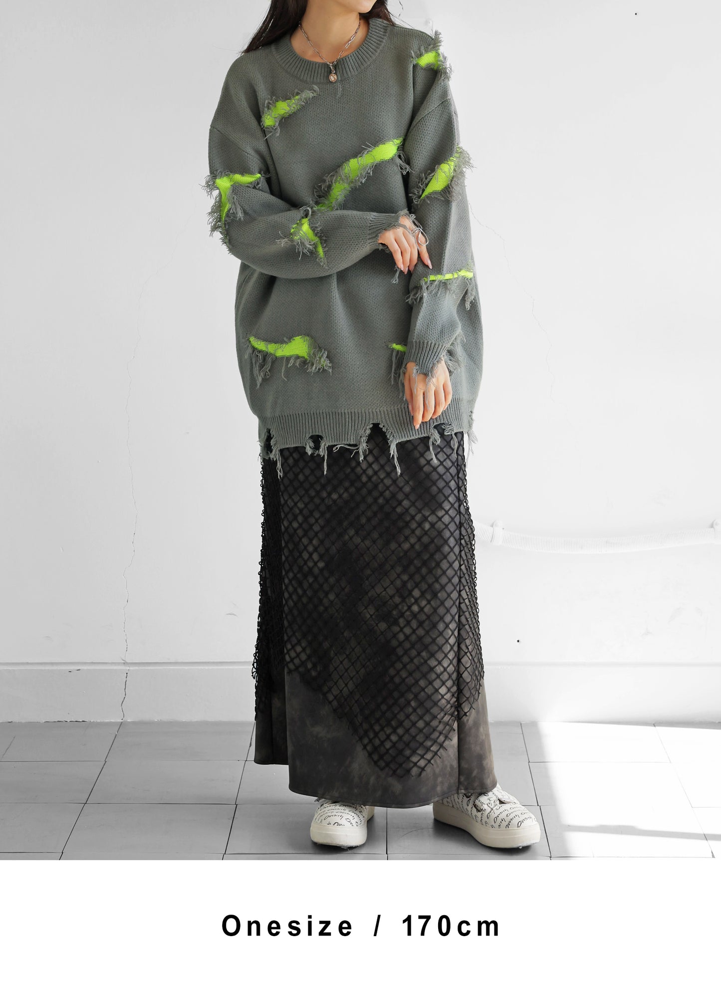 OWNth(オンス) スラッシュダメージデザインニットトップス きれいめ ユニセックス グレー