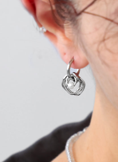 OWNth(オンス) 2WAYノットデザインパールピアス きれいめ レディース　シルバー
