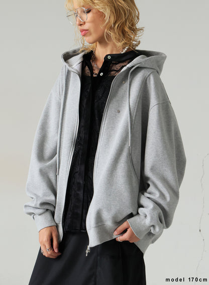 OWNth(オンス) ダブルジップフーディーパーカー きれいめ ユニセックス　　グレー