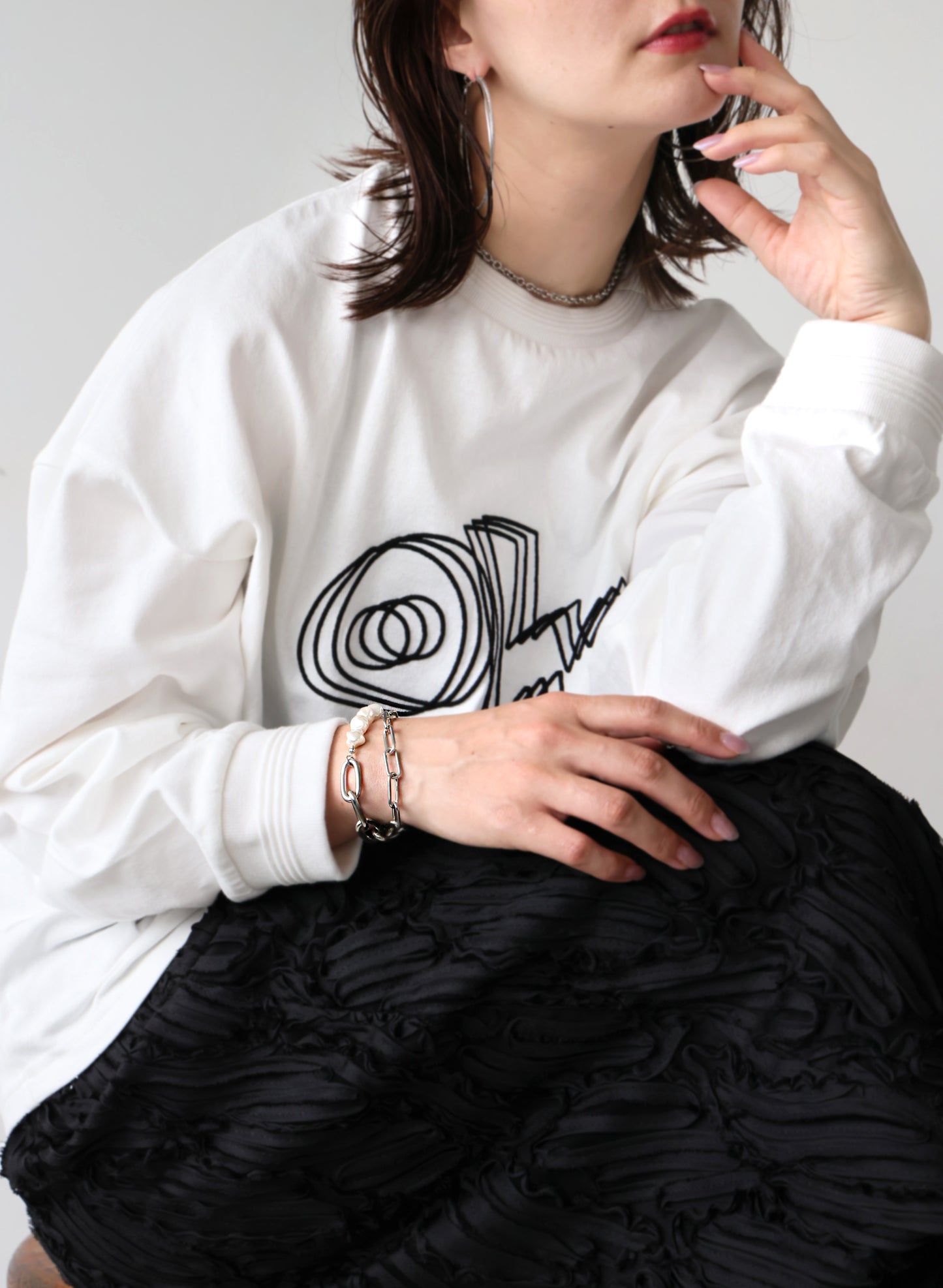 OWNth(オンス) パール×ボリュームチェーン2連ブレスレット きれいめ レディース シルバー