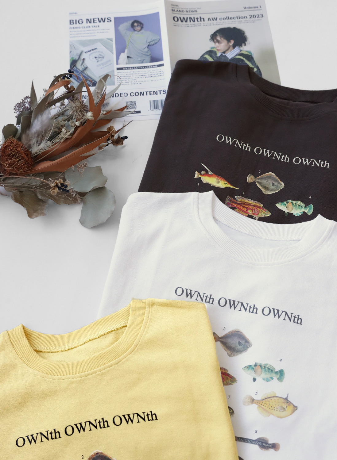 OWNth(オンス) ”fishing club OWNth"クルーネックロングスリーブTシャツ きれいめ レディース