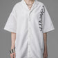 ロゴプリントオープンカラーシャツ　ホワイト　白